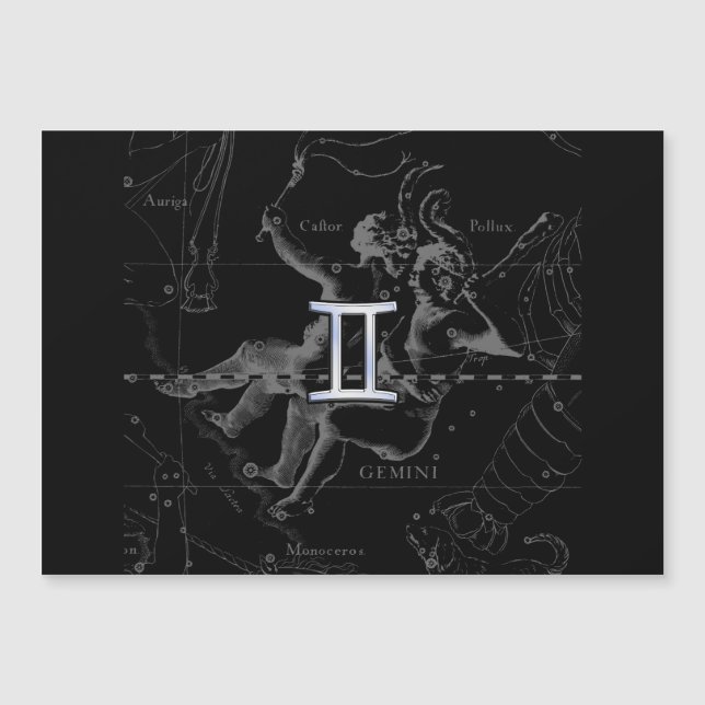 Chrome wie Gemini Zodiac Sign auf Hevelius Magnetkarte (Vorderseite)