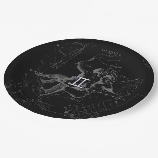 Chrome wie Gemini Zodiac Sign auf Hevelius Pappteller (Schrägansicht)