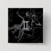 Chrome wie Gemini Zodiac Symbol auf Hevelius Button (Vorderseite)