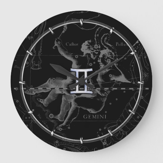 Chrome wie Gemini Zodiac Symbol auf Hevelius Große Wanduhr (Vorderseite)