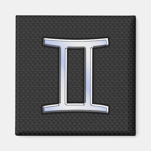 Chrome wie Gemini Zodiac Symbol Magnet (Vorne)