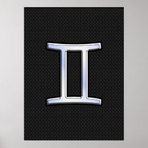 Chrome wie Gemini Zodiac Symbol Poster