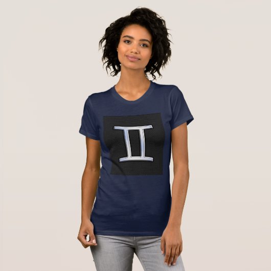 Chrome wie Gemini Zodiac Symbol T-Shirt (Vorne ganz)