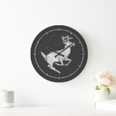 Chrome wie Hirsch auf Kohlenstofffaser drucken Große Wanduhr (Zuhause)