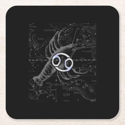 Chrome wie Krebs Zodiac-Zeichen auf Hevelius Rechteckiger Pappuntersetzer (Vorderseite)