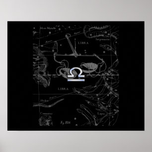 Chrome wie Libra Zodiac Sign auf Hevelius Poster