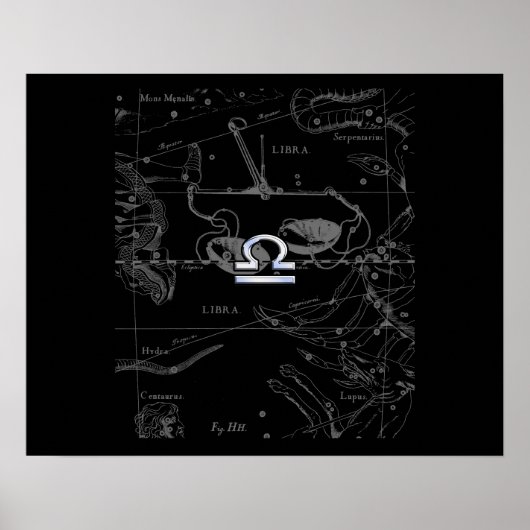 Chrome wie Libra Zodiac Sign auf Hevelius Poster (Vorne)