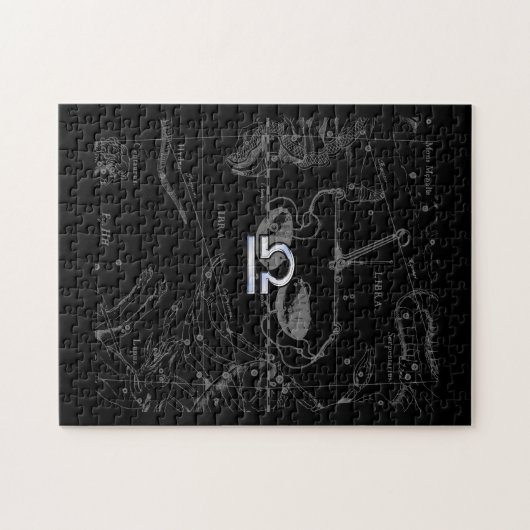 Chrome wie Libra Zodiac Sign auf Hevelius Puzzle (Horizontal)