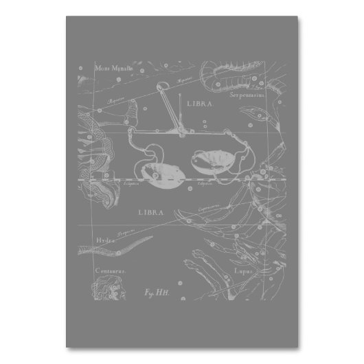 Chrome wie Libra Zodiac Sign auf Hevelius Tischnummer (Rückseite)