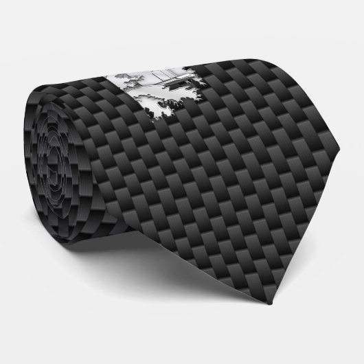 Chrome wie Lighthouse auf Carbon Fibre Print Krawatte (Gerollt)