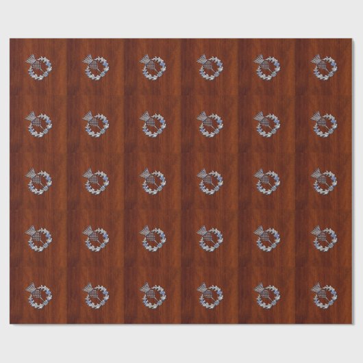 Chrome wie Mahogany Wood Grain Scottish Thistle Geschenkpapier (Flach)
