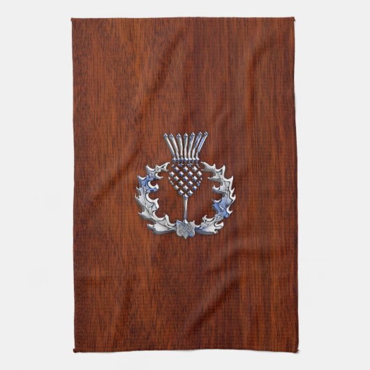 Chrome wie Mahogany Wood Grain Scottish Thistle Handtuch (Vertikal)