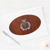 Chrome wie Mahogany Wood Grain Scottish Thistle Ovaler Aufkleber (Umschlag)