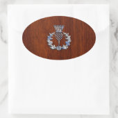 Chrome wie Mahogany Wood Grain Scottish Thistle Ovaler Aufkleber (Tasche)