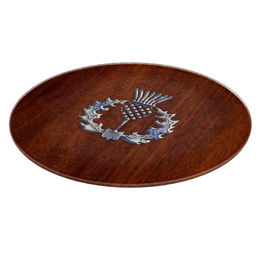 Chrome wie Mahogany Wood Grain Scottish Thistle Schneidebrett (Ecke)