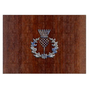 Chrome wie Mahogany Wood Grain Scottish Thistle Schneidebrett