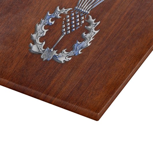 Chrome wie Mahogany Wood Grain Scottish Thistle Schneidebrett (Ecke)
