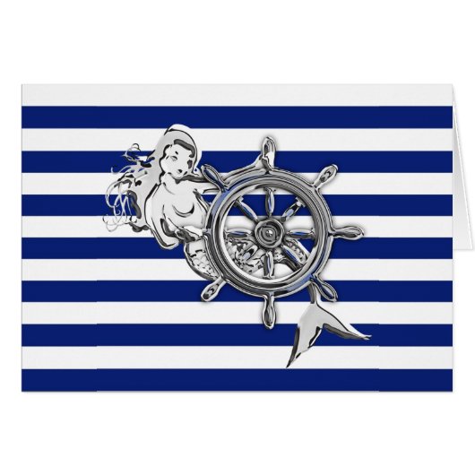 Chrome Wie Mermaid auf nautischen Streifen (Vorderseite (Horizontal))