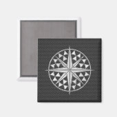 Chrome wie Nautical Star Compass auf Kohlenstofffa Magnet (Vorderseite/Rückseite)