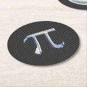 Chrome wie Pi-Symbol auf Carbon Fibre Style Runder Pappuntersetzer (Angewinkelt)