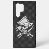 Chrome wie Pirate Crossbones Carbon Fiber Style Samsung Galaxy Hülle (Rückseite)