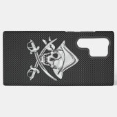 Chrome wie Pirate Crossbones Carbon Fiber Style Samsung Galaxy Hülle (Rückseite (Horizontal))