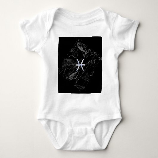 Chrome wie Pisces Zodiac Sign auf Black Hevelius Baby Strampler (Vorderseite)