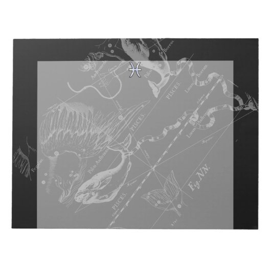 Chrome wie Pisces Zodiac Sign auf Hevelius 1690 Notizblock (Vorderseite)