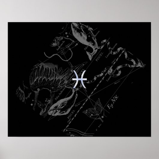 Chrome wie Pisces Zodiac Sign auf Hevelius 1690 Poster (Vorne)