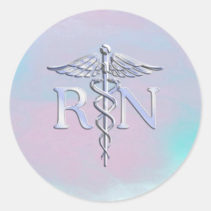 Chrome wie RN Caduceus in Mother Pearl Style Runder Aufkleber