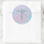 Chrome wie RN Caduceus in Mother Pearl Style Runder Aufkleber (Tasche)