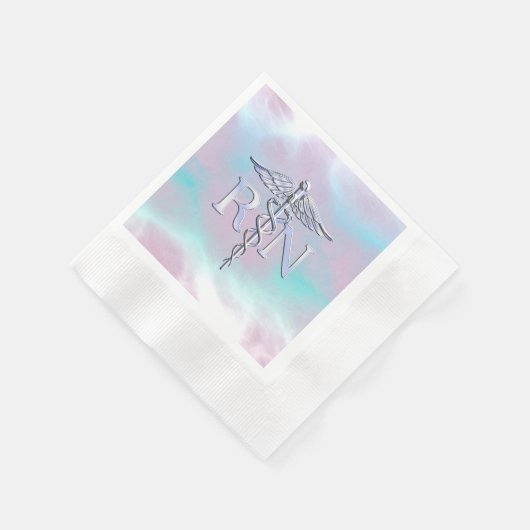 Chrome wie RN Caduceus in Mother Pearl Style Serviette (Ecke)