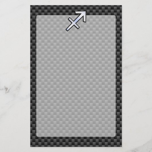 Chrome wie Sagittarius Sign Carbon Fibre Print Briefpapier (Vorderseite)
