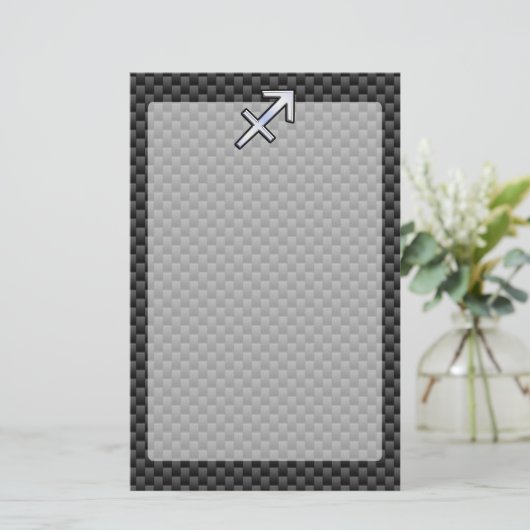 Chrome wie Sagittarius Sign Carbon Fibre Print Briefpapier (Stehend Vorderseite)