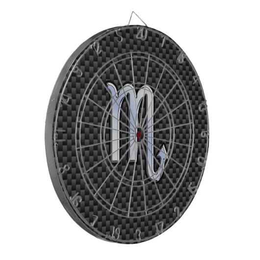 Chrome wie Scorpio Zodiac Sign Carbon Fibre Print Dartscheibe (Vorderseite Links)