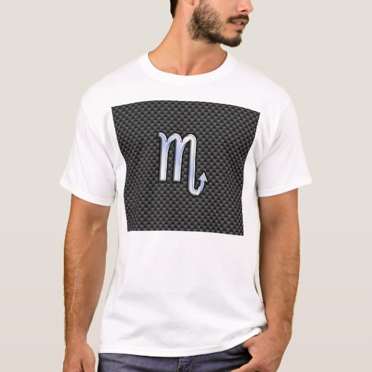 Chrome wie Scorpio Zodiac Sign Carbon Fibre Print T-Shirt (Vorderseite)