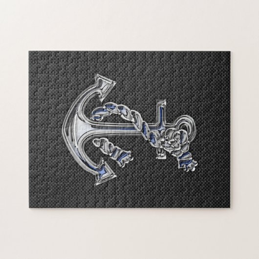 Chrome wie Seidenanker auf Kohlenstofffaser Puzzle (Horizontal)