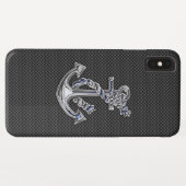 Chrome wie Seidenanker Blau auf Kohlenstofffaser Case-Mate iPhone Hülle (Rückseite (Horizontal))