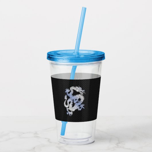 Chrome wie silber Dragon Black Snake Skin Stil Acryltrinkbecher (Rückseite)