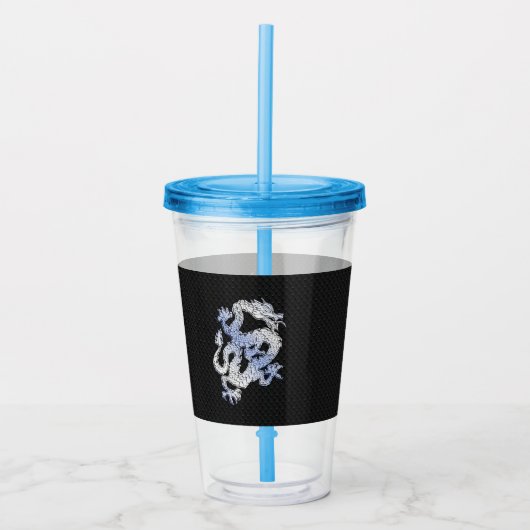 Chrome wie silber Dragon Black Snake Skin Stil Acryltrinkbecher (Vorderseite)