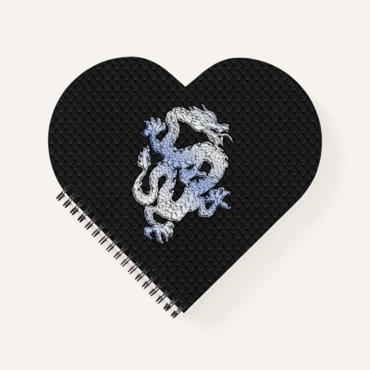 Chrome wie silber Dragon Black Snake Skin Stil Notizblock (Vorderseite)