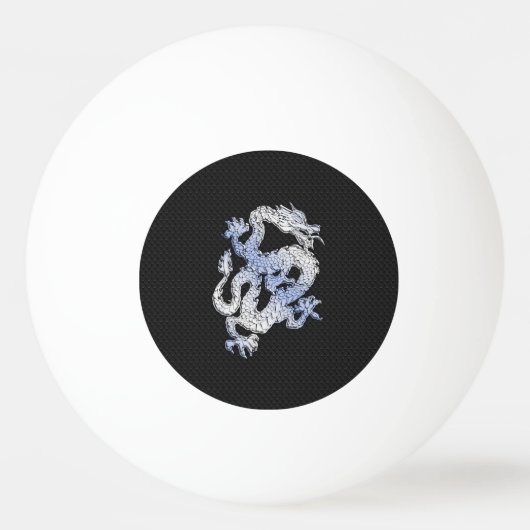 Chrome wie silber Dragon Black Snake Skin Stil Tischtennisball (Vorderseite)