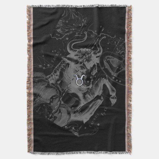 Chrome wie Taurus Zodiac Sign auf Hevelius Black Decke (Vorderseite Vertikal)