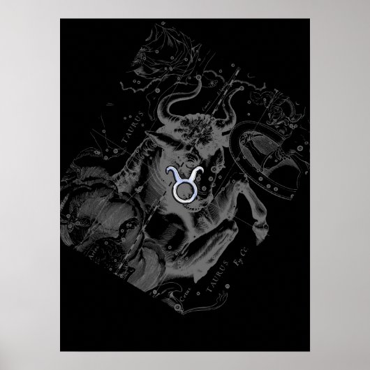 Chrome wie Taurus Zodiac Sign auf Hevelius Black Poster (Vorne)
