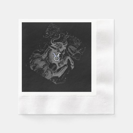Chrome wie Taurus Zodiac Sign auf Hevelius Black Serviette (Vorderseite)