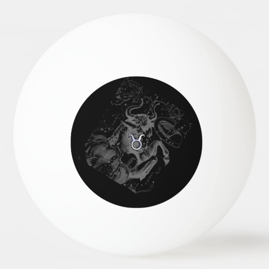 Chrome wie Taurus Zodiac Sign auf Hevelius Black Tischtennisball (Vorderseite)