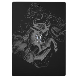 Chrome wie Taurus Zodiac-Zeichen auf Hevelius Klemmbrett