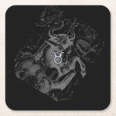 Chrome wie Taurus Zodiac-Zeichen auf Hevelius Rechteckiger Pappuntersetzer (Vorderseite)