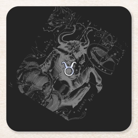 Chrome wie Taurus Zodiac-Zeichen auf Hevelius Rechteckiger Pappuntersetzer (Vorderseite)