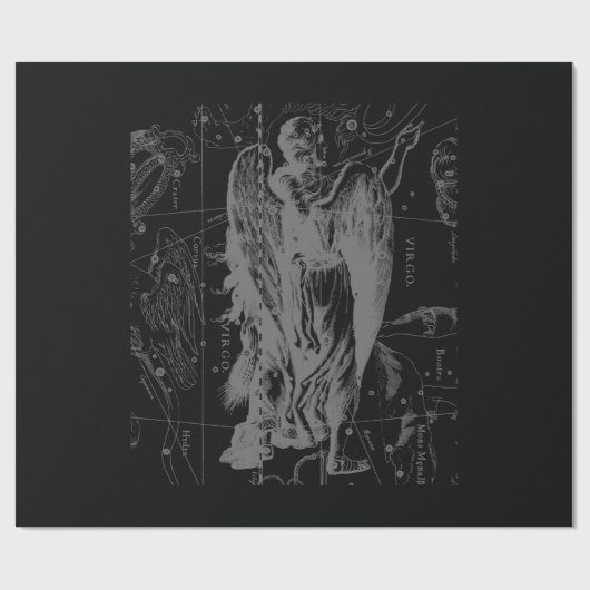 Chrome wie Virgo Zodiac Sign auf Black Hevelius Geschenkpapier (Flach)